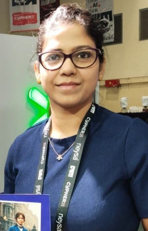 A visitor at the AXA booth