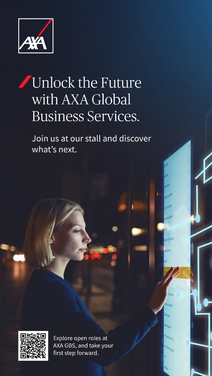 AXA Global Business Services standee: Unlock the Future