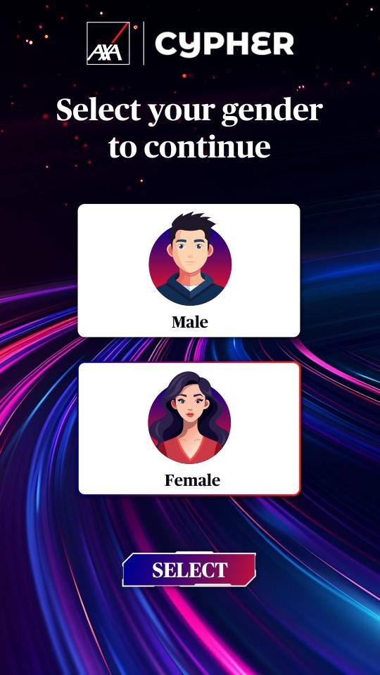Kiosk screen to choose a male or female template set