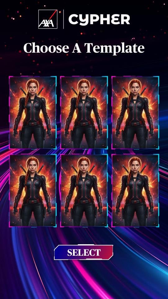 Kiosk screen with a grid of movie-style templates