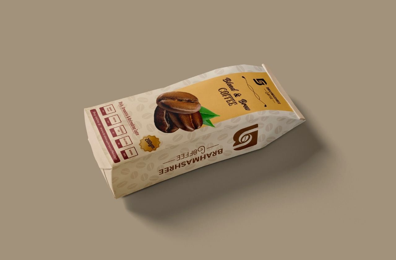 Brahmashree Blend & Brew coffee pack lying flat