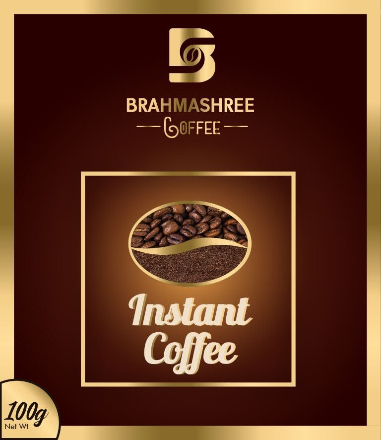 Brahmashree Instant Coffee label artwork, front