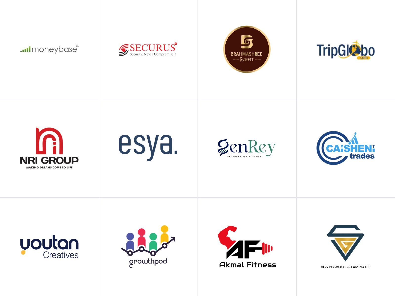 A grid of logos designed by The Grafx