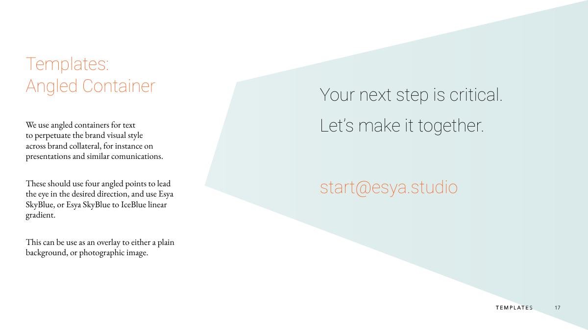 Esya brand book: angled container template