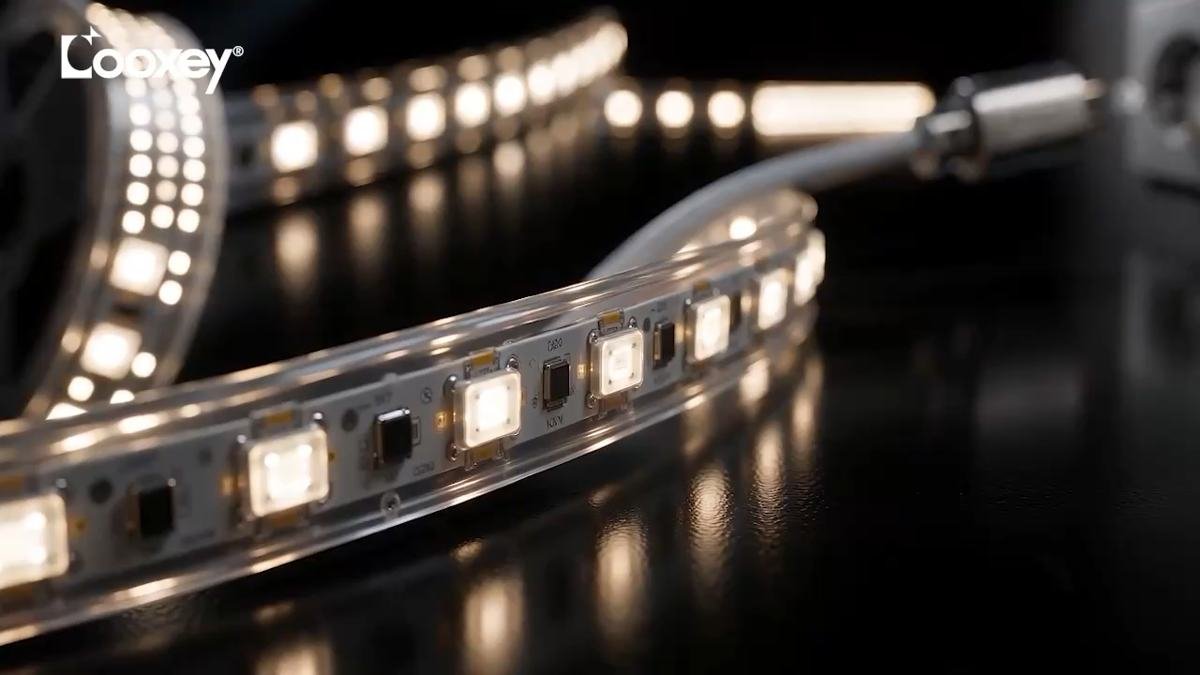 Close-up of the Looxey strip with dense LEDs